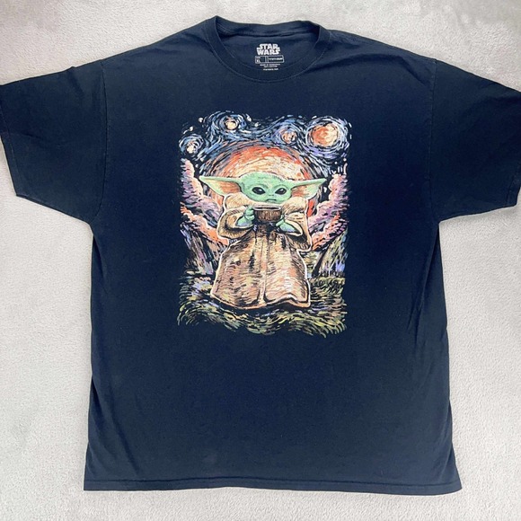 Fifth Sun Star Wars Baby Yoda Grogu‎ Starry Night Graphic Tee XL - Picture 1 of 9